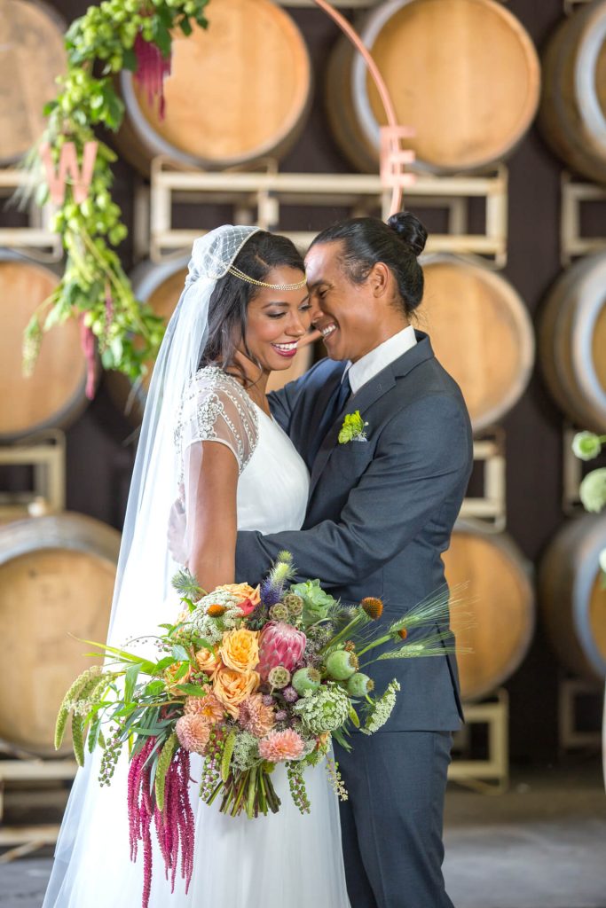 bride and groom on their wedding day